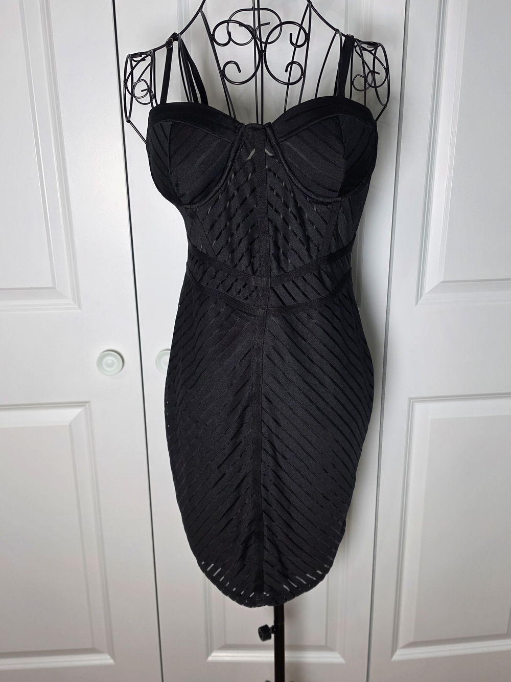 IRIS Black Bustier Bodycon Cocktail Dress L